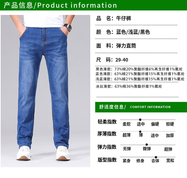 Джинсы мужские Jeanswest, классический стиль, осенне-зимняя коллекция 2025, модные повседневные, легкие и удобные, прямые, синие, размер 33