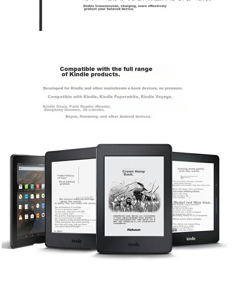 Кабель для зарядки Amazon Kindle, USB-Micro Android, 1 метр, черный