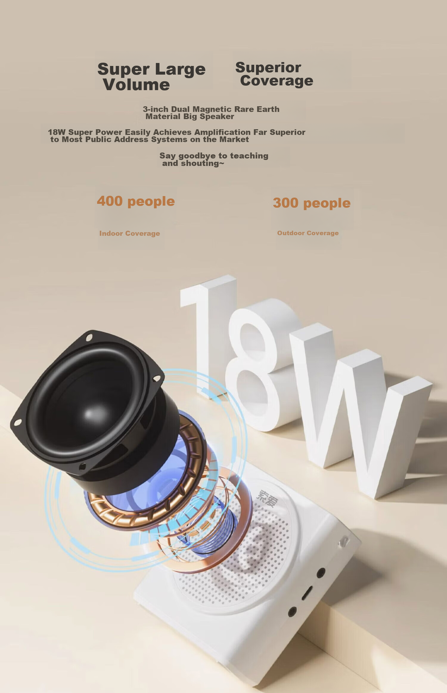 Портативная акустика Soaiy S638, 18 Вт, Bluetooth 5.3, запись звука, черный