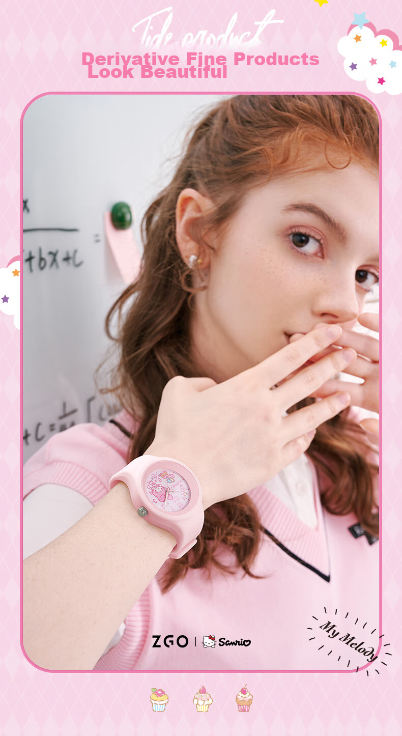 Детские часы ZGO X Sanrio для девочек, электронные часы для учеников, только для показа времени, подарок на Новый год 877