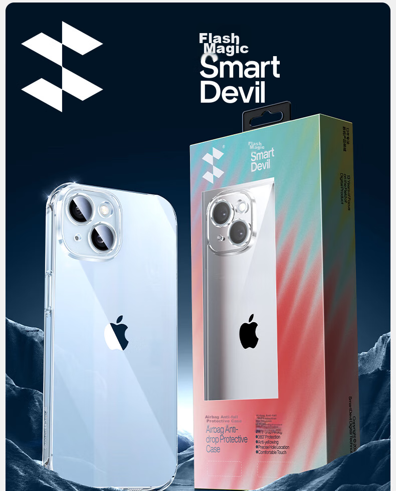 Чехол для телефона SmartDevil для Apple iPhone 15 Plus, противоударный с воздушной подушкой, ультратонкий, полный охват линз, прозрачный, защита от пожелтения, износостойкий, анти-капля, унисекс