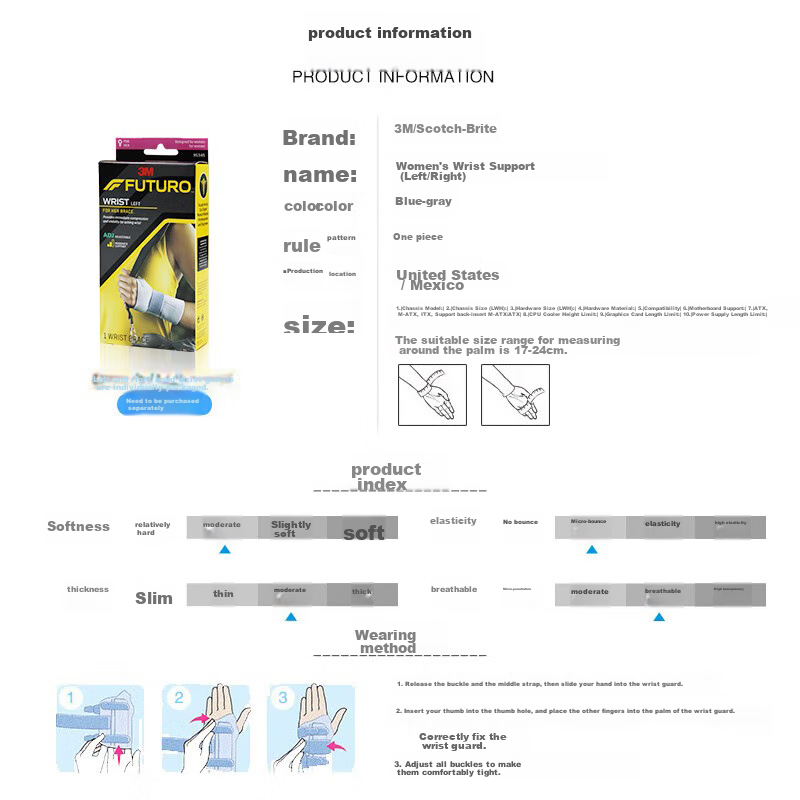 3M Наручный фиксатор для запястья, женский, для фиксации суставов пальцев и запястья, защитный и стабильный фиксатор для левой руки