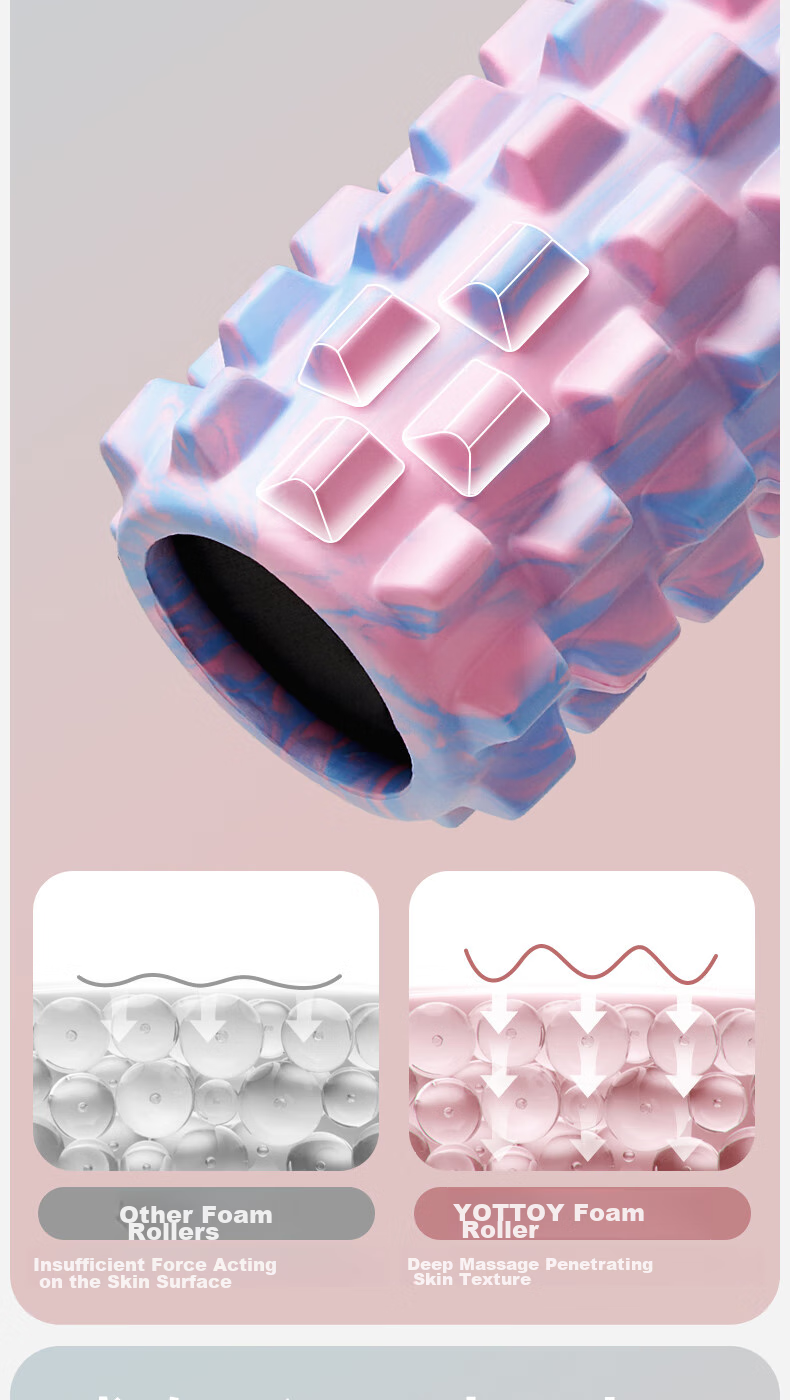 Массажный ролик Yottoy Solid Foam Roller для фитнеса, йоги и массажа, 45 см, EVA
