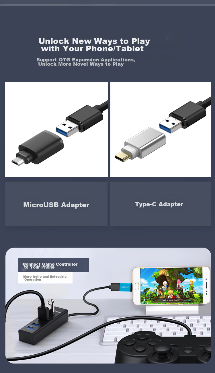 USB-хаб Jinghua JH USB3.0 High-Speed Multi-Port Hub, 4 порта, черный