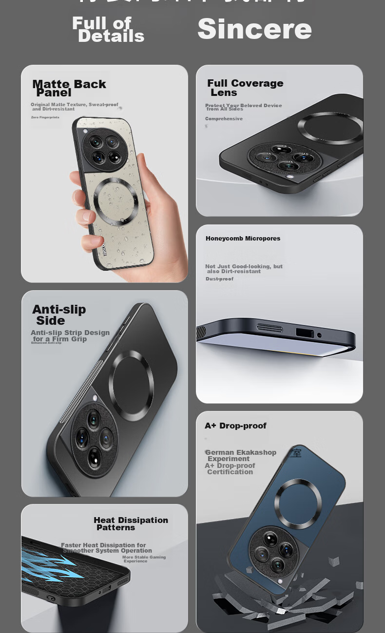 Чехол XINGWU AG Magnetic для OnePlus 12, защитный матовый чехол с полной защитой, ультратонкий, противоударный, анти-отпечатки, простой дизайн для мужчин и женщин - Темно-синий