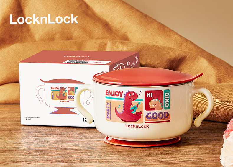 Детская тарелка LOCK&LOCK из нержавеющей стали с ручкой, для риса, супа, для детей 3-6 лет