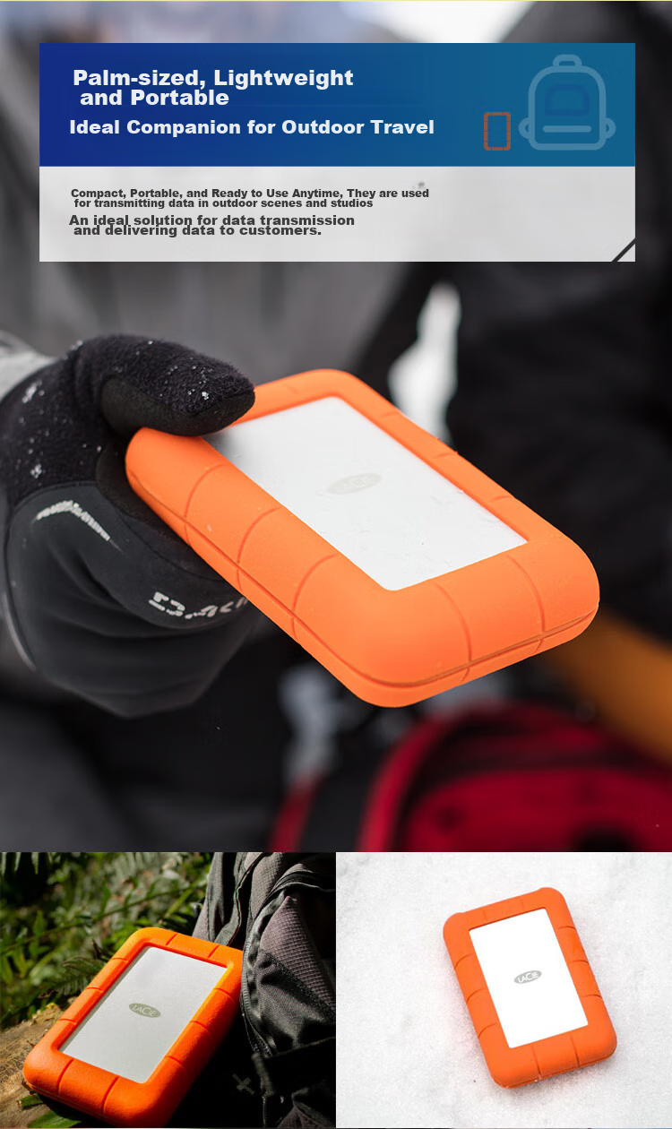 Внешний аккумулятор LaCie Rugged Portable Hard Drive, 2 ТБ, ударопрочный, водостойкий, пыленепроницаемый, интерфейс USB-C, совместимость с Mac, портативный и устойчивый к падениям, внешний жесткий диск