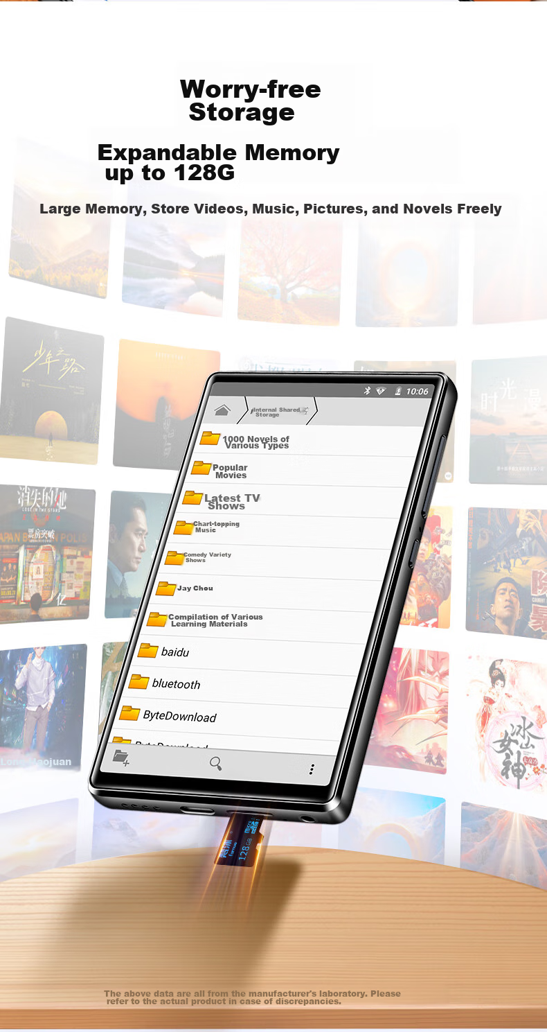 MP3/MP4 плеер FAMUE BF66 с Wi-Fi, 6+64 ГБ, Android 14, сенсорный экран HD, для чтения, онлайн-музыки и видео