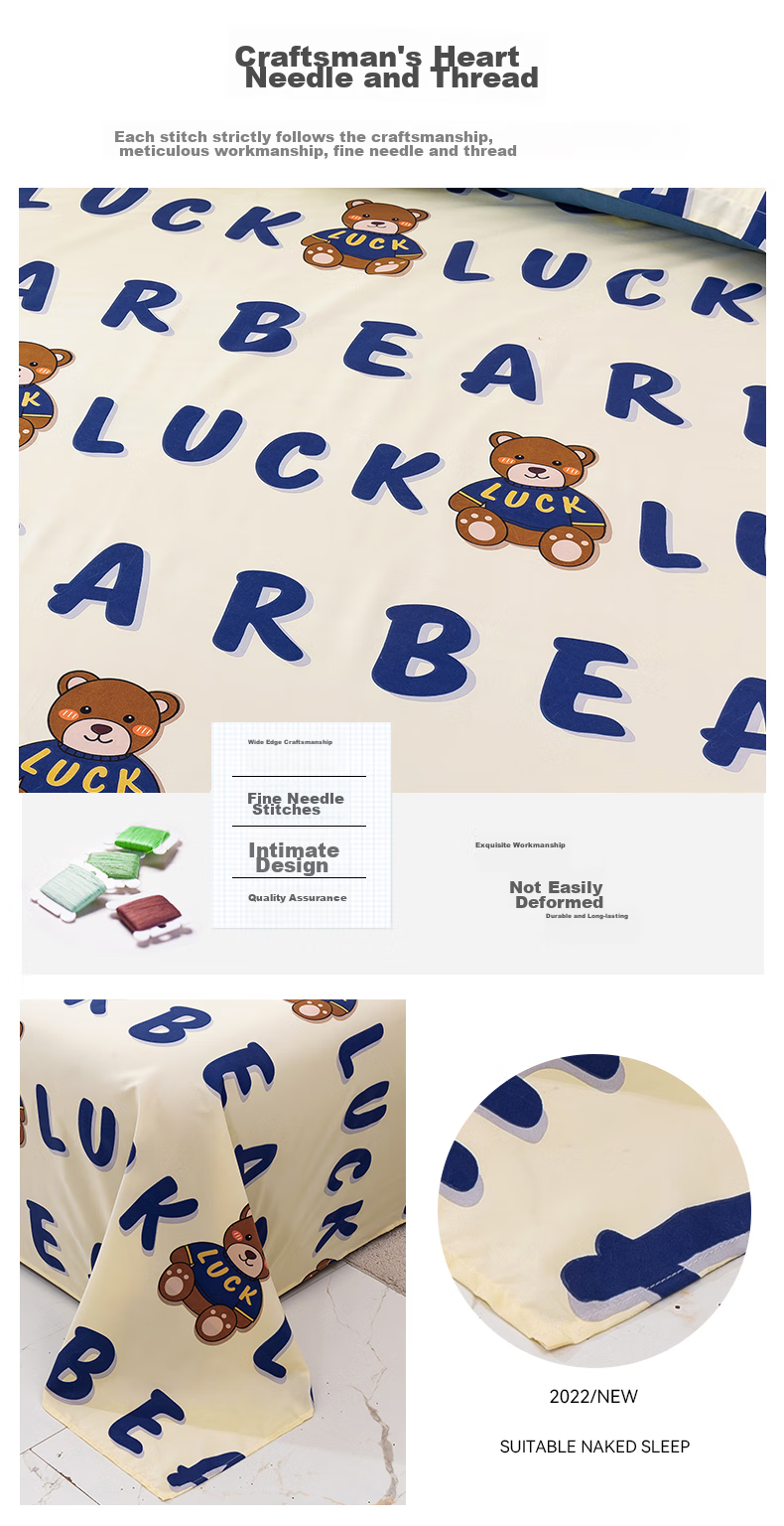 Постельное белье AVIVI "Lucky Bear", односпальное, 180*230 см, хлопковое, фланелевое