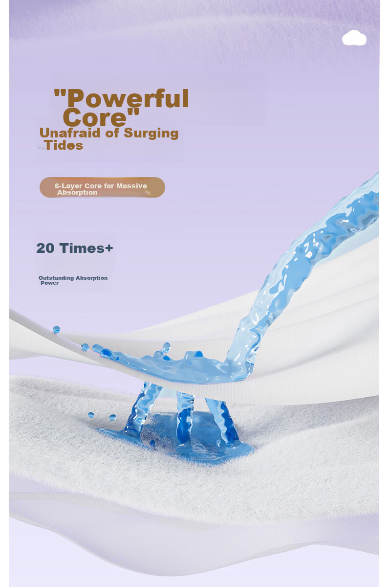 SPACE 7 Tianshan Velvet Cotton Sanitary Napkins, Ultra-Thin Pure Cotton, Breathable Night Use Menstrual Pads, 290mm, 15 Pieces