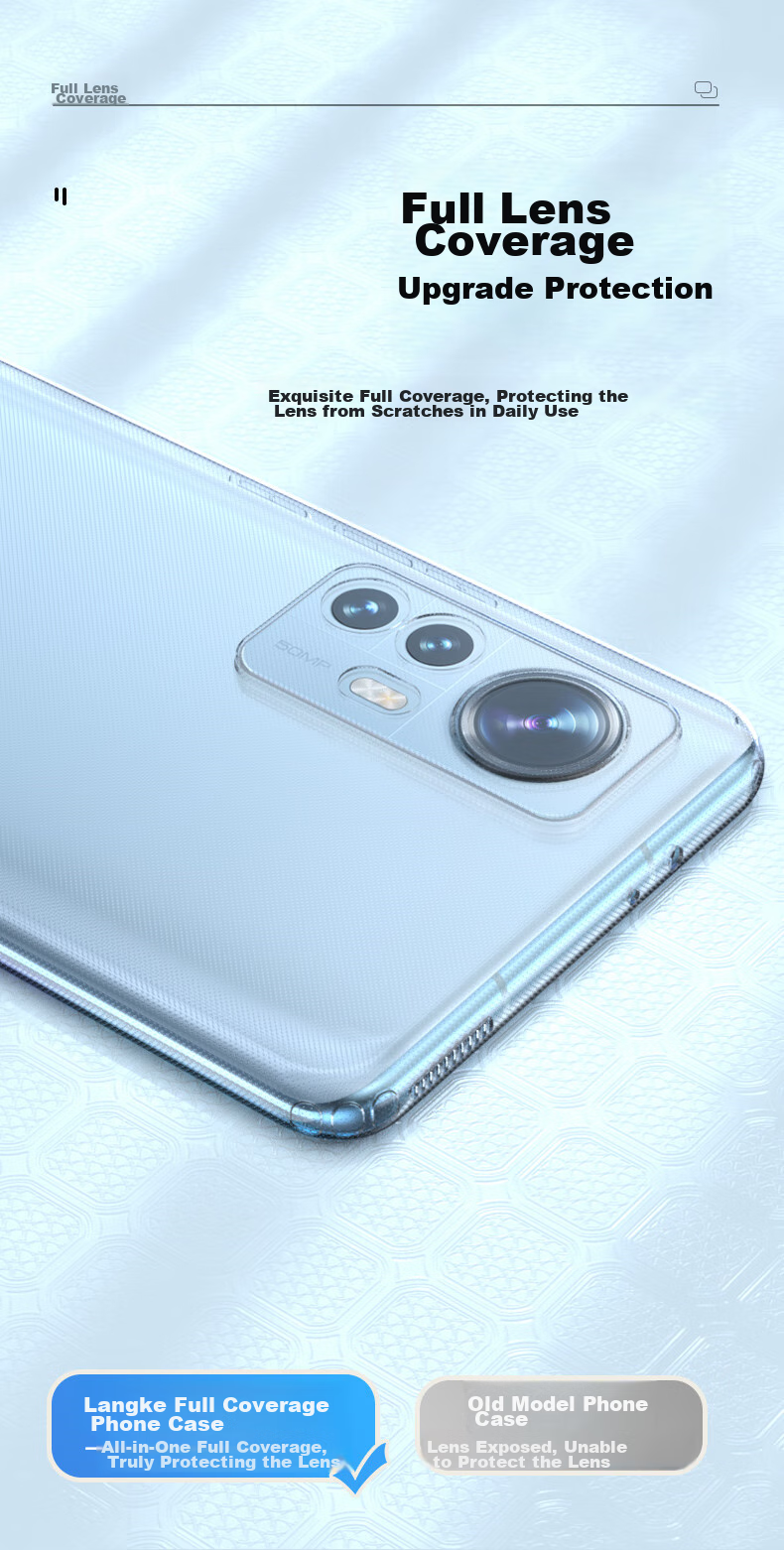 Чехол LLUNC для Xiaomi 12/12X/12S, защита линз, прозрачный, противоударный, тонкий TPU, бизнес-стиль