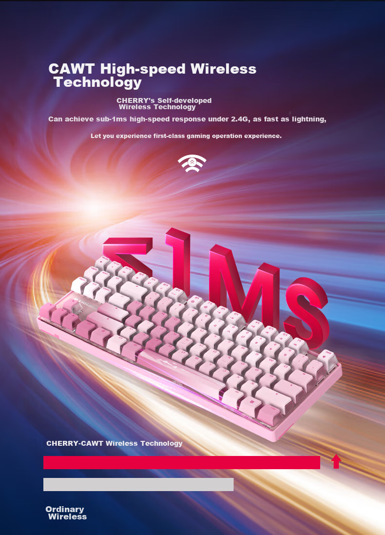CHERRY MX8.2 Xaga Wireless Keyboard, Bluetooth Tri-Mode Office Mechanical Keyboard, Compatible with MAC System, Three-Transparency PBT Keycaps Customizable Keyboard, New Year Gift