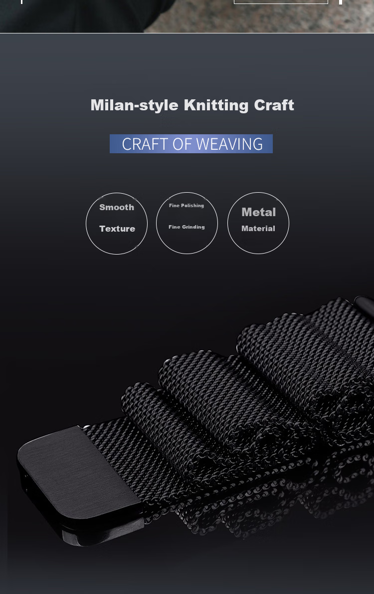 Ремешок ESCASE Milanese Loop для Xiaomi Watch Color 1/2, нержавеющая сталь, магнитная застежка, черный