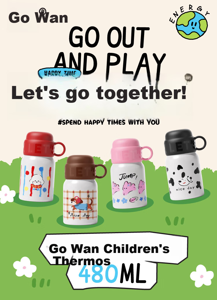 Термос детский Quwan Insulated Mug, 480 мл, 316L нержавеющая сталь, с соломинкой, для девочек, синий