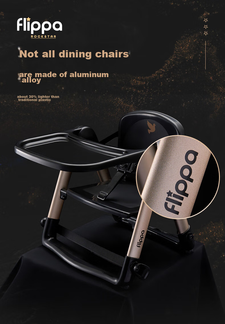 Детский стульчик для кормления Apramo Jazz Black Limited Edition, складной, портативный