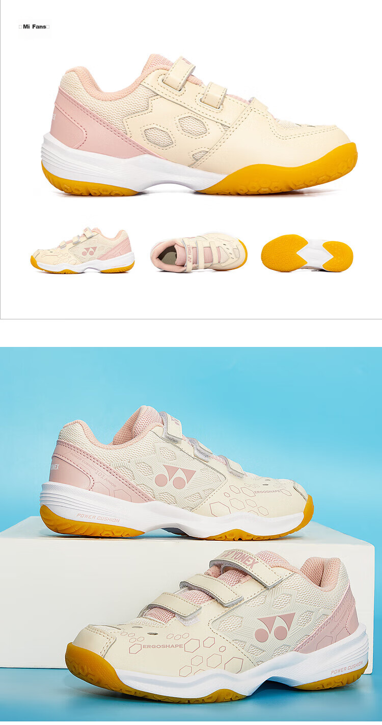 Детские кроссовки для бадминтона YONEX SHB101J, белые с синим, размер 35