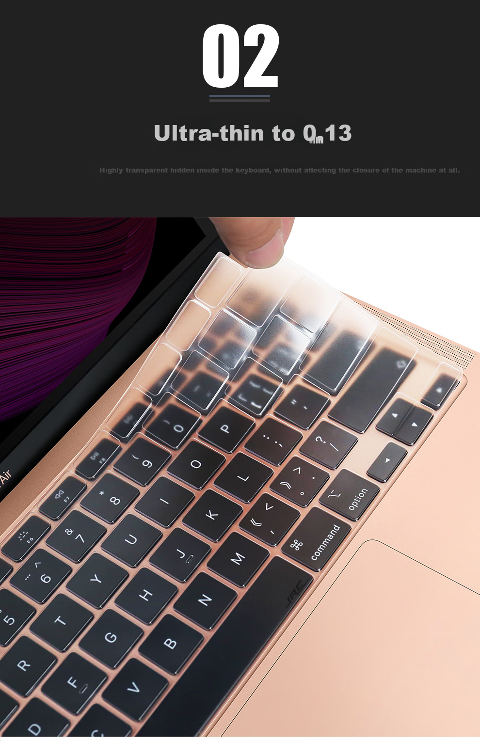 Защитная пленка для клавиатуры Jichuan Apple MacBook Air 13.3-Inch M1 (2020) TPU, ультратонкая, прозрачная, водонепроницаемая, пылезащитная