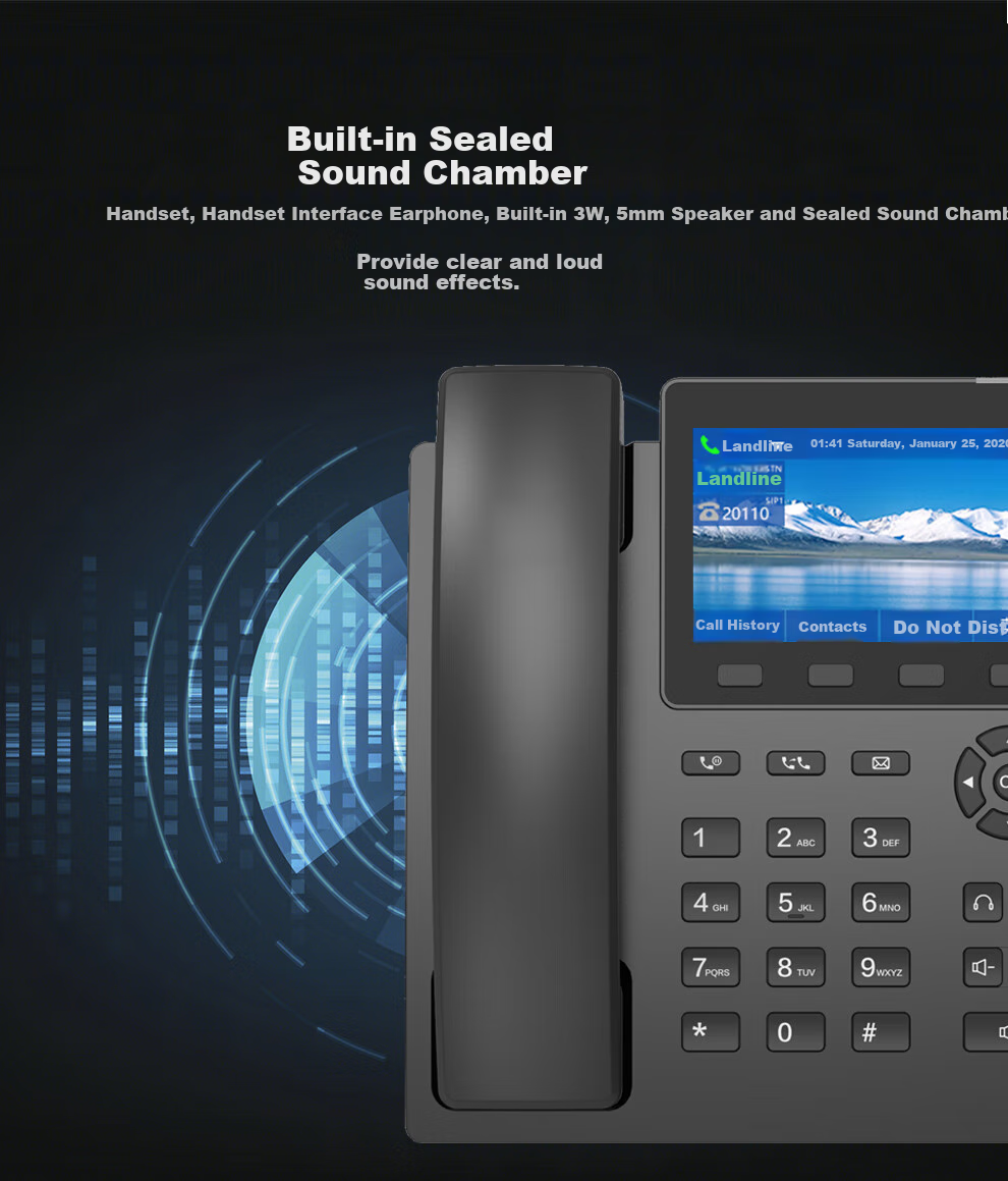 IP-телефон Yijiatong IP208, Android, 4.3-дюймовый цветной экран, 8 ГБ, черный
