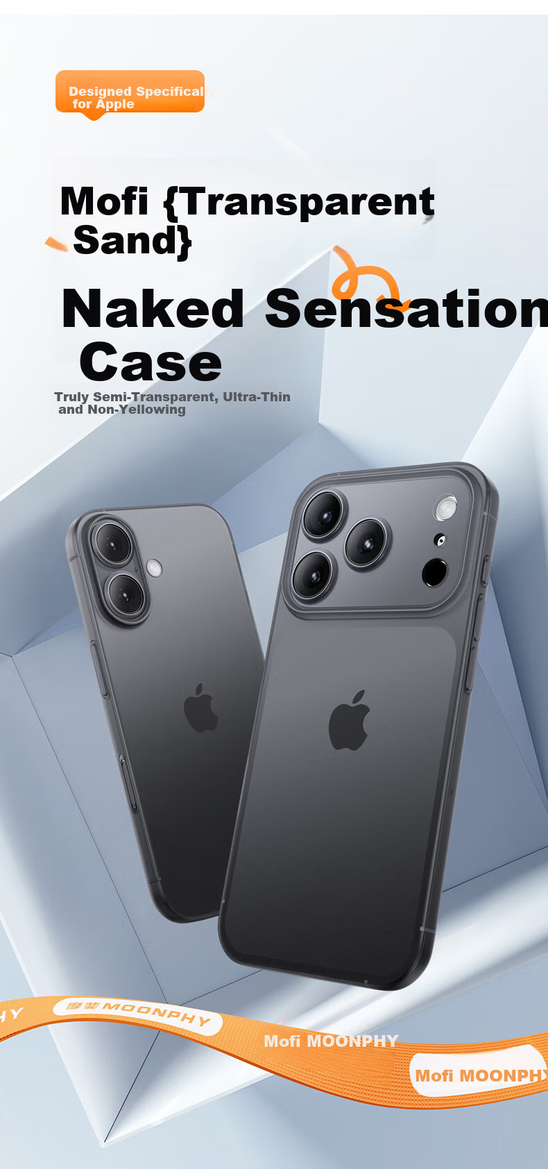 Чехол для Apple iPhone 17 Pro Mofei, ударопрочный, полупрозрачный, матовый, с защитой камеры, с охлаждением, противоскользящий, синий