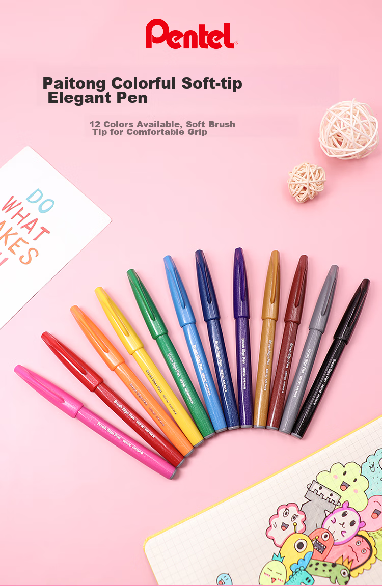Маркер Pentel SES15C, фиолетовый, с мягкой кистью, для каллиграфии и рисования, 1 шт.
