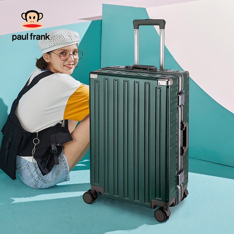 Чемодан Paul Frank, алюминиевая рама, большой вместимости, с колесами, для школы и путешествий, 26 дюймов, тихие колеса, кодовый замок, для деловых поездок