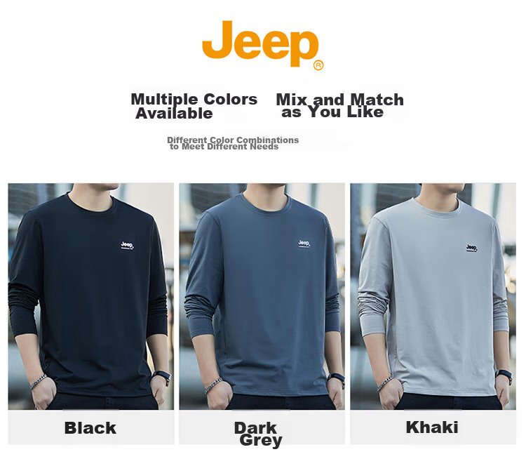 Мужская футболка JEEP с длинным рукавом, свободная повседневная футболка с круглым вырезом для осени и зимы, мужская одежда, темно-серый, 5XL