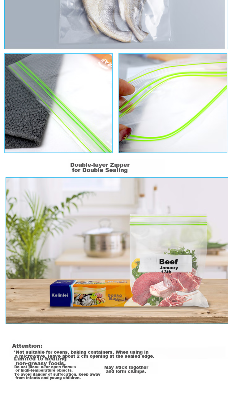 Набор пакетов для хранения продуктов Kelinlai, двойной замок Zip-Lock, 25x30 см, 20 шт.