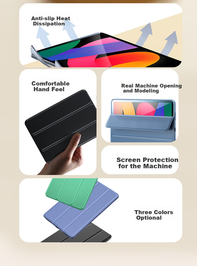 Чехол-книжка CangHua для Xiaomi Redmi Pad SE, защитный, из искусственной кожи, с подставкой, черный