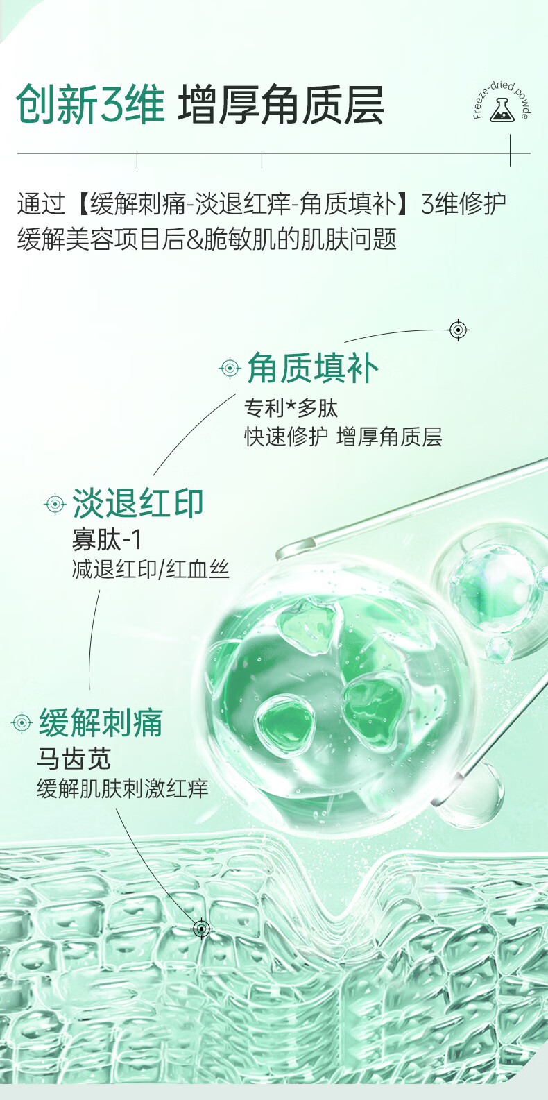 透真多肽修护冻干粉精华液20支 蓝铜胜肽修复红血丝角质屏障舒缓敏肌