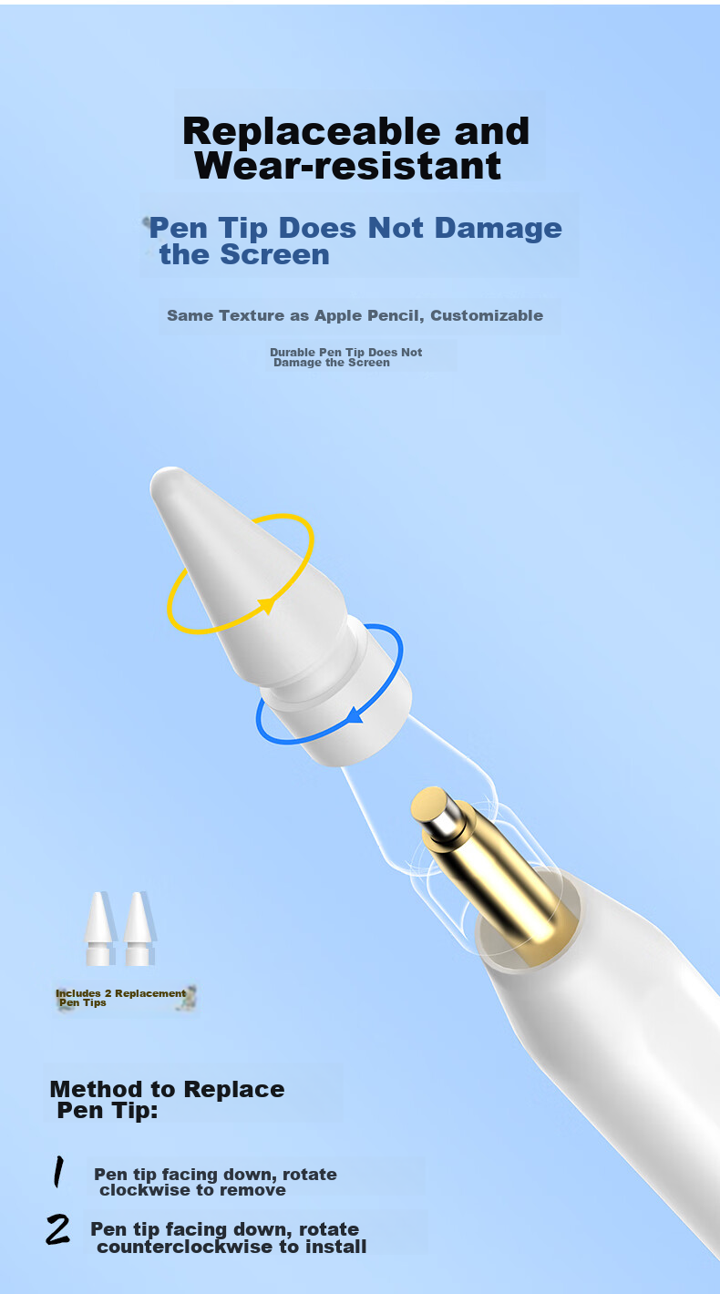 Емкостный стилус Smorss для iPad, альтернатива Apple Pencil, с Bluetooth, цифровым дисплеем, магнитным двойным зарядным устройством, сенсорная ручка для рисования для iPad Air 5/Pro/Mini