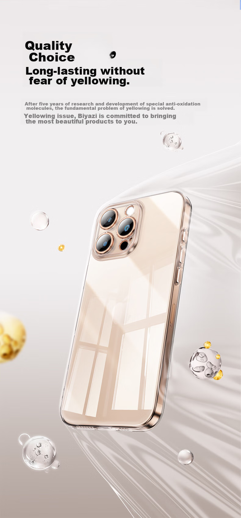 Чехол BIAZE для iPhone 16 Pro Max, прозрачный, противоударный, ультратонкий, с защитой камеры