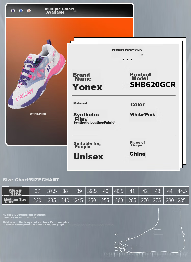 Кроссовки для бадминтона YONEX SHB101CR, мужские и женские, с амортизацией Power Cushion, для начинающих, размер 43, белый/синий