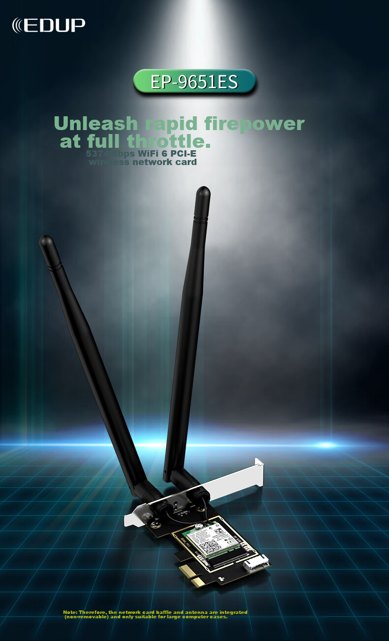 Wi-Fi 6 сетевая карта EDUP EP-9651ES AX210, 5374 Мбит/с, двухдиапазонная, 2.4/5 ГГц, Bluetooth 5.3, для ПК, PCI-E