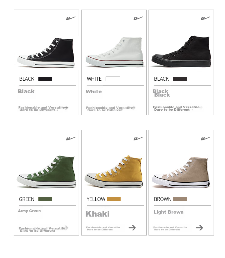 Warrior Classic High-Top Canvas Shoes, Versatile And Fashionable for Men And Women, Casual Shoes, Canvas Sneakers, WXY-473T, Black, Size 40
