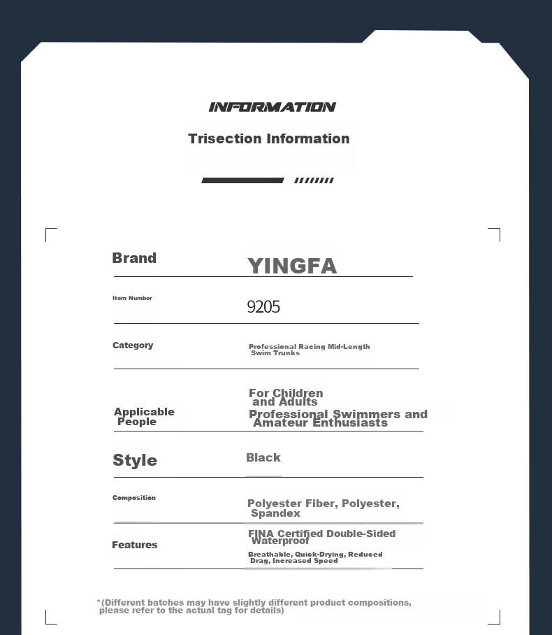 YINGFA Трусы для плавания мужские, сертифицированные FINA, имитация акуловой кожи, для соревнований и тренировок, черные