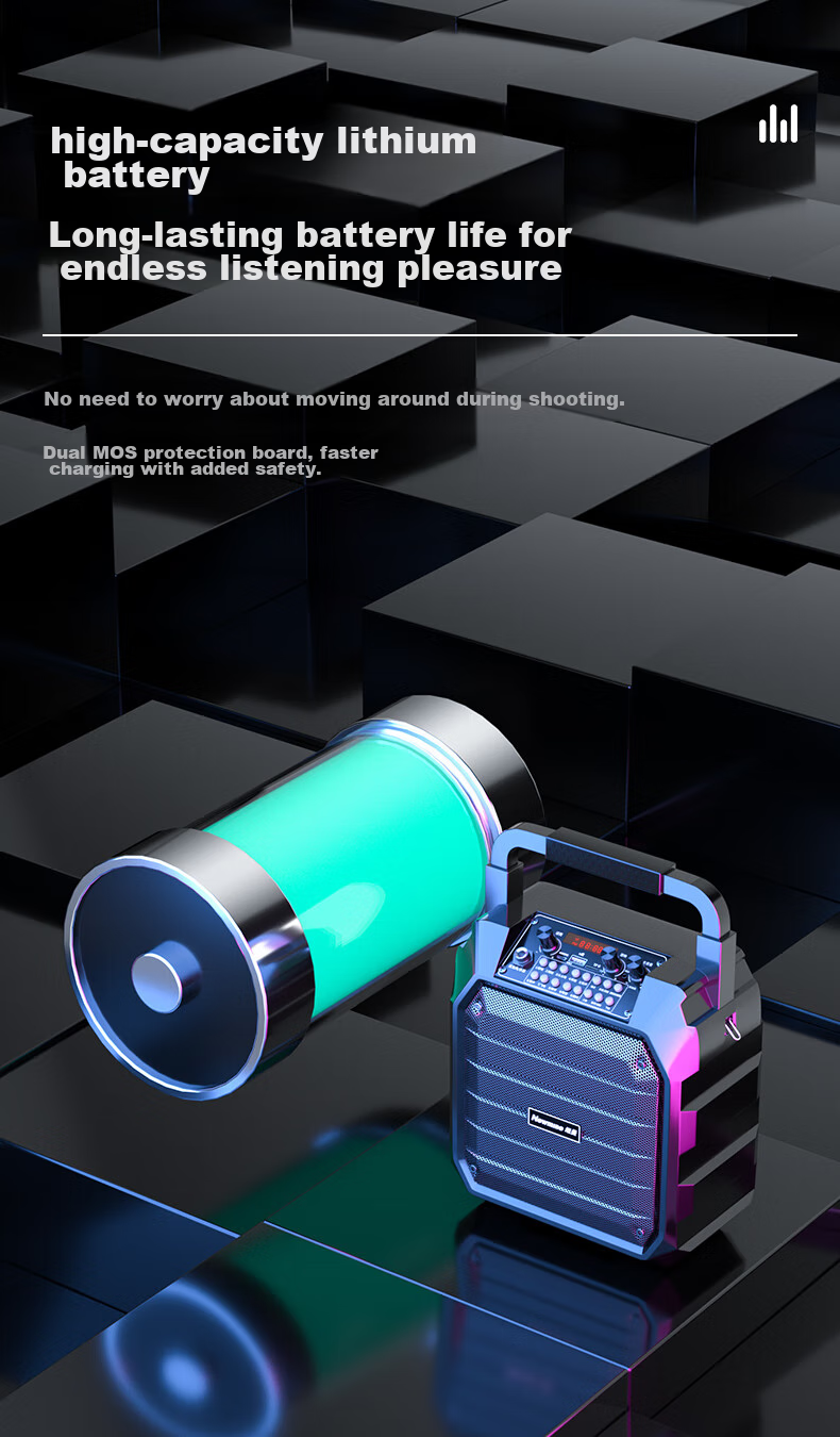 Портативная колонка Newmine K99, беспроводная, Bluetooth 5.0, с микрофоном, 17 Вт, 4000 мАч, 6.5 дюймов, черный