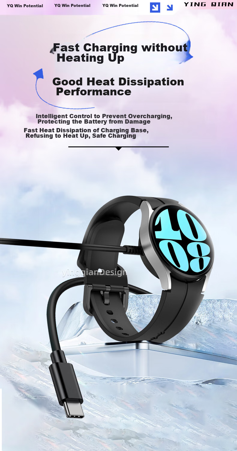 Беспроводное зарядное устройство Yingqian YQ-098 для Samsung Watch, магнитное, USB Type-C, 0.8м, черное