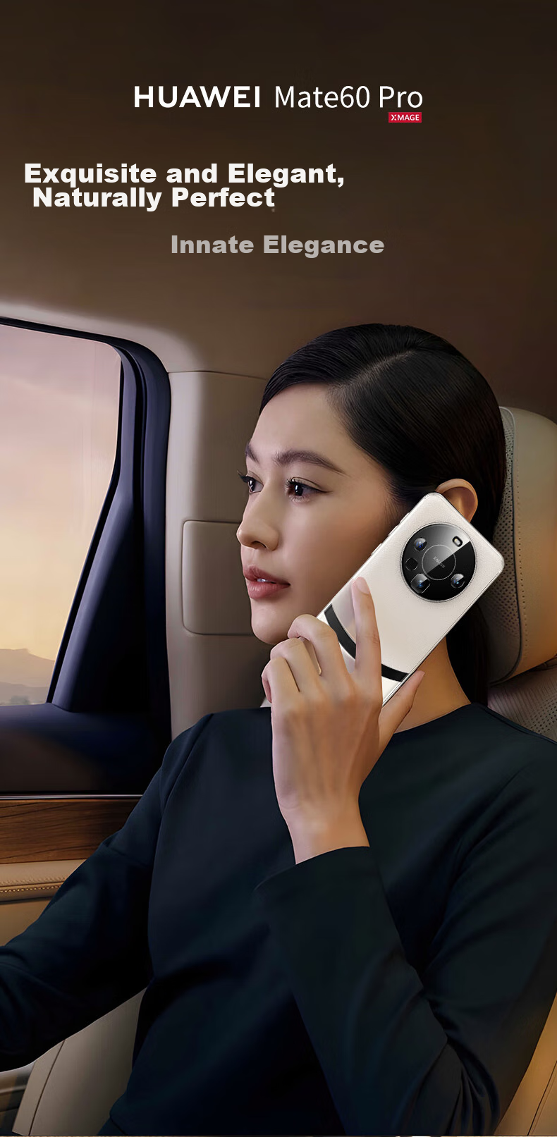 Чехол для Huawei Mate60 Pro/Pro+ IM-CHEN Xuan White, с невидимой подставкой, защита камеры, металл + кожа, ультратонкий