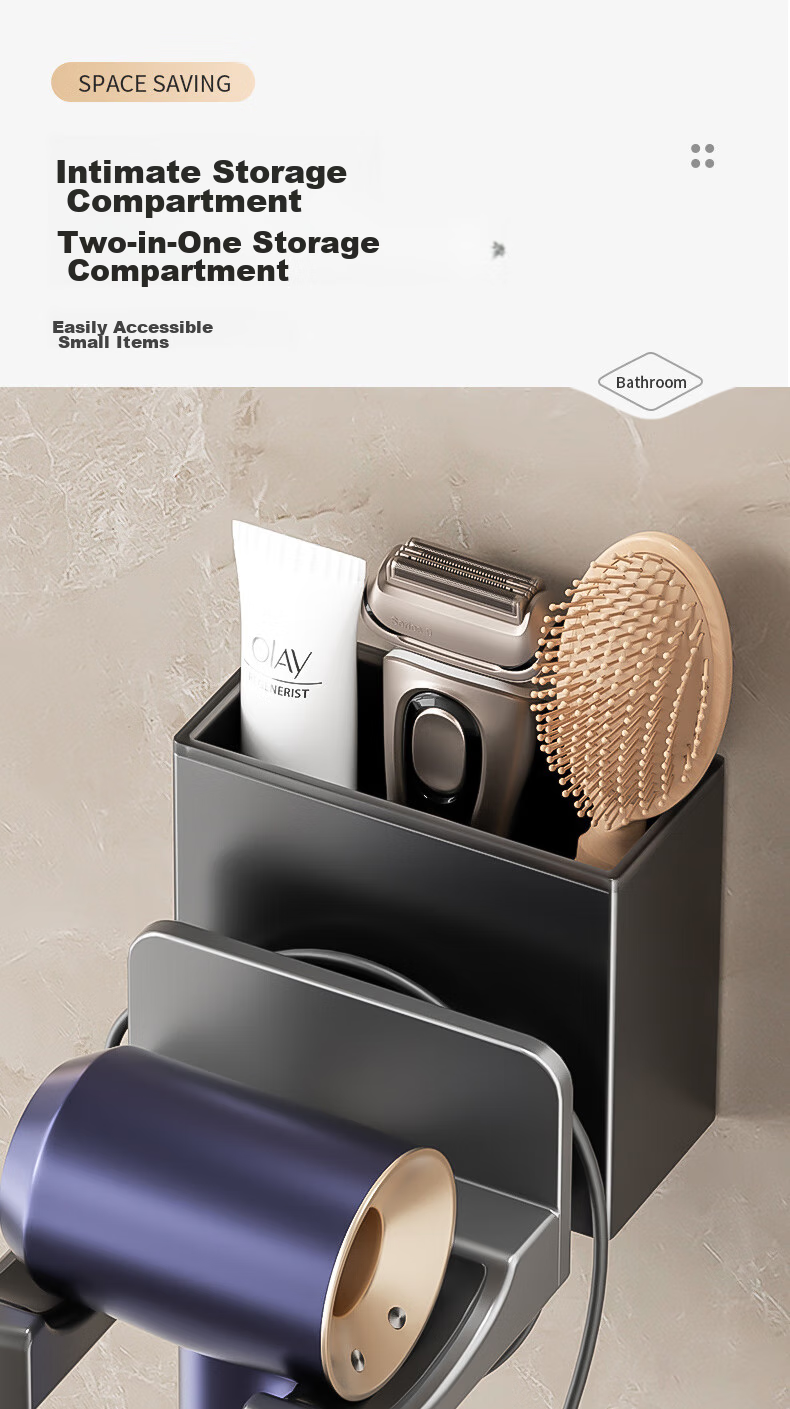 Держатель для фена Xinfei, без сверления, для Dyson, Lefen, Xiaomi, Panasonic, алюминий, серый