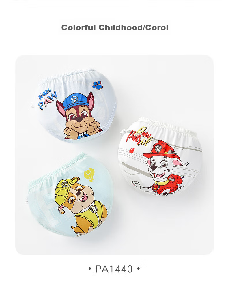 Детское нижнее белье PAW PATROL для мальчиков и девочек, трусы-боксеры из хлопка класса А, удобные для малышей PA1440, размер 120
