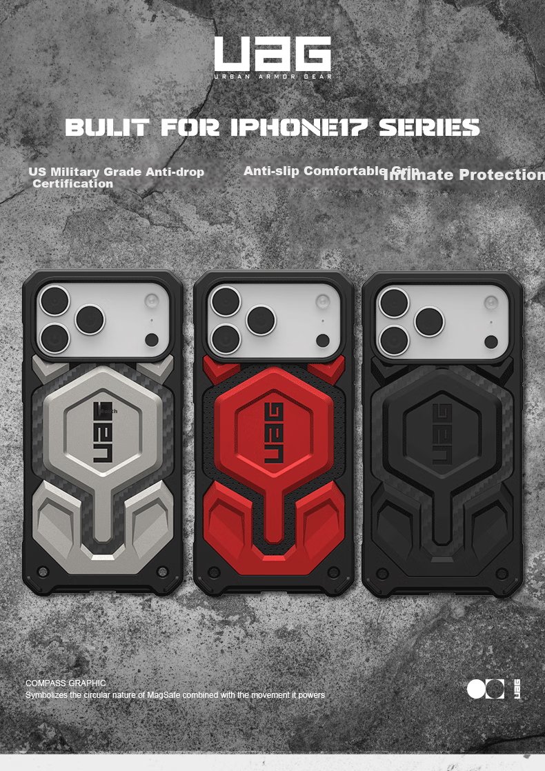 UAG Чехол для iPhone 17 Pro, противоударный, с полной защитой, анти-отпечатки, бизнес-магнитный, элегантный черный карбон