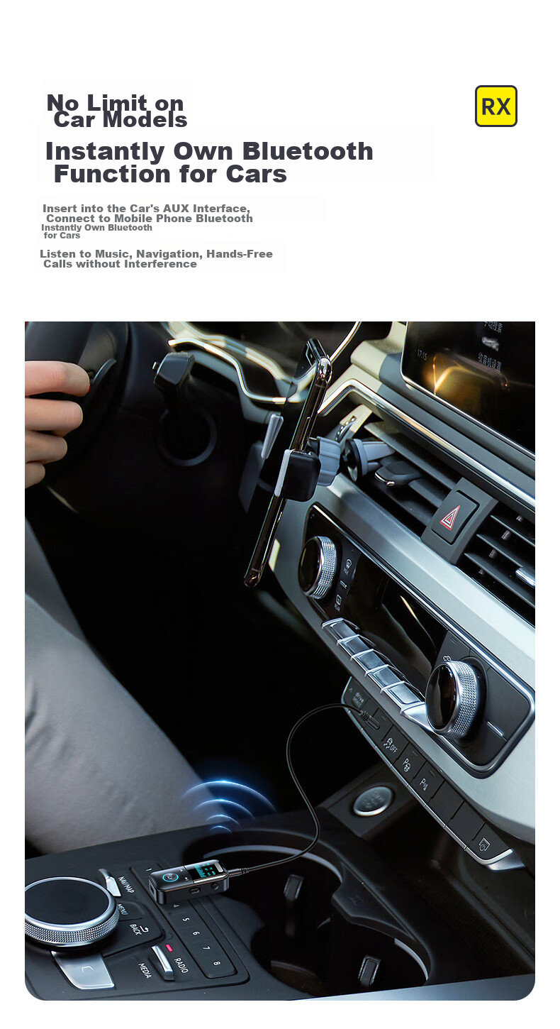 BIAZE Bluetooth 5.4 Аудио Приемник-передатчик, Адаптер для Автомобильных Наушников, Динамиков, Усилителей, Компьютеров, Телевизоров, Беспроводное Преобразование AUX с Hands-Free