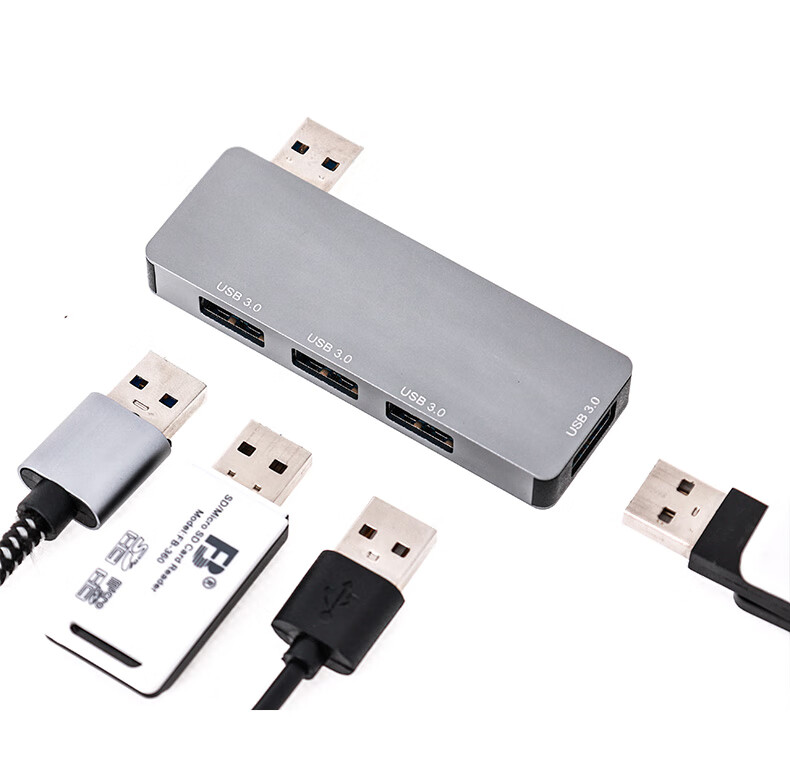 USB-хаб Youlianxing YLX-RS3624AR, 4 порта USB 3.0, прямой штекер, алюминиевый сплав, серый