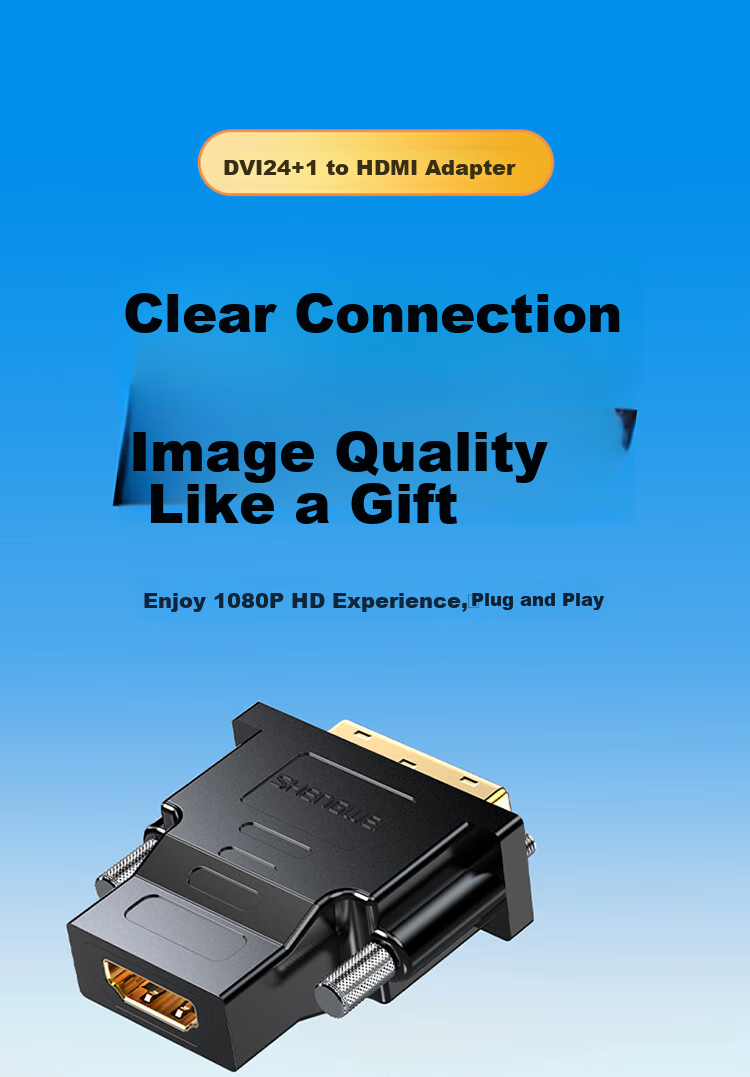 Переходник Shengwei DVI (24+1) Male на HDMI Female DA-301B, черный