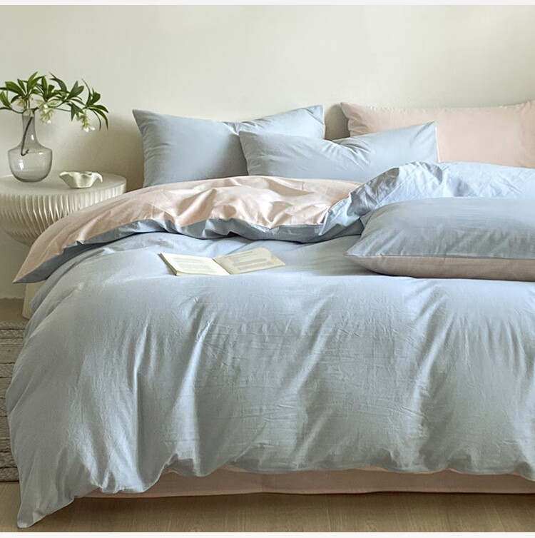 Пододеяльник MUJI из 100% хлопка, 150x200 см, для студентов, однотонный, светло-голубой