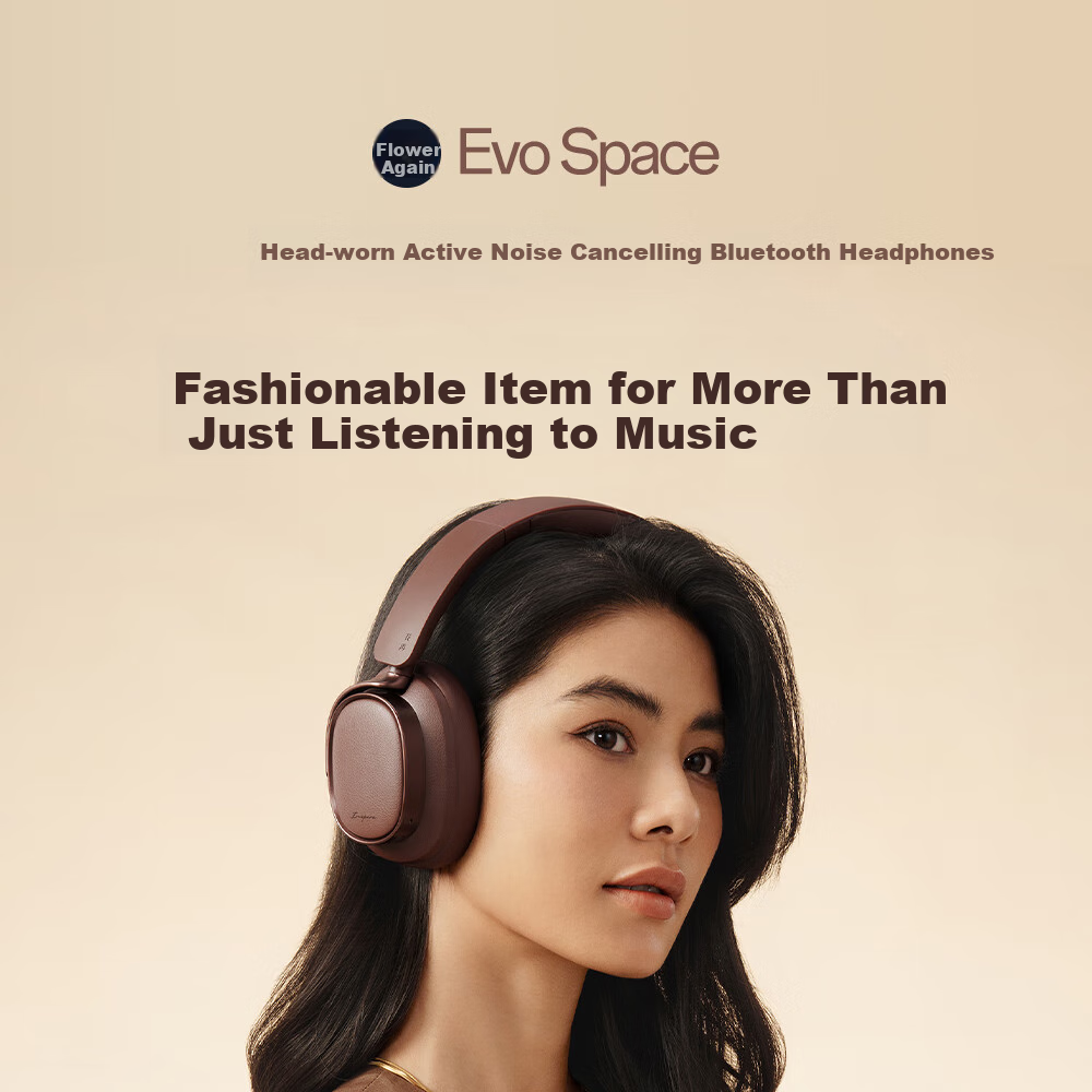 Беспроводные наушники EDIFIER Evo Space с активным шумоподавлением, Bluetooth 5.4, сертификация Dual Gold Standard, 93 часа работы, шумоподавление -45 дБ, бежевые