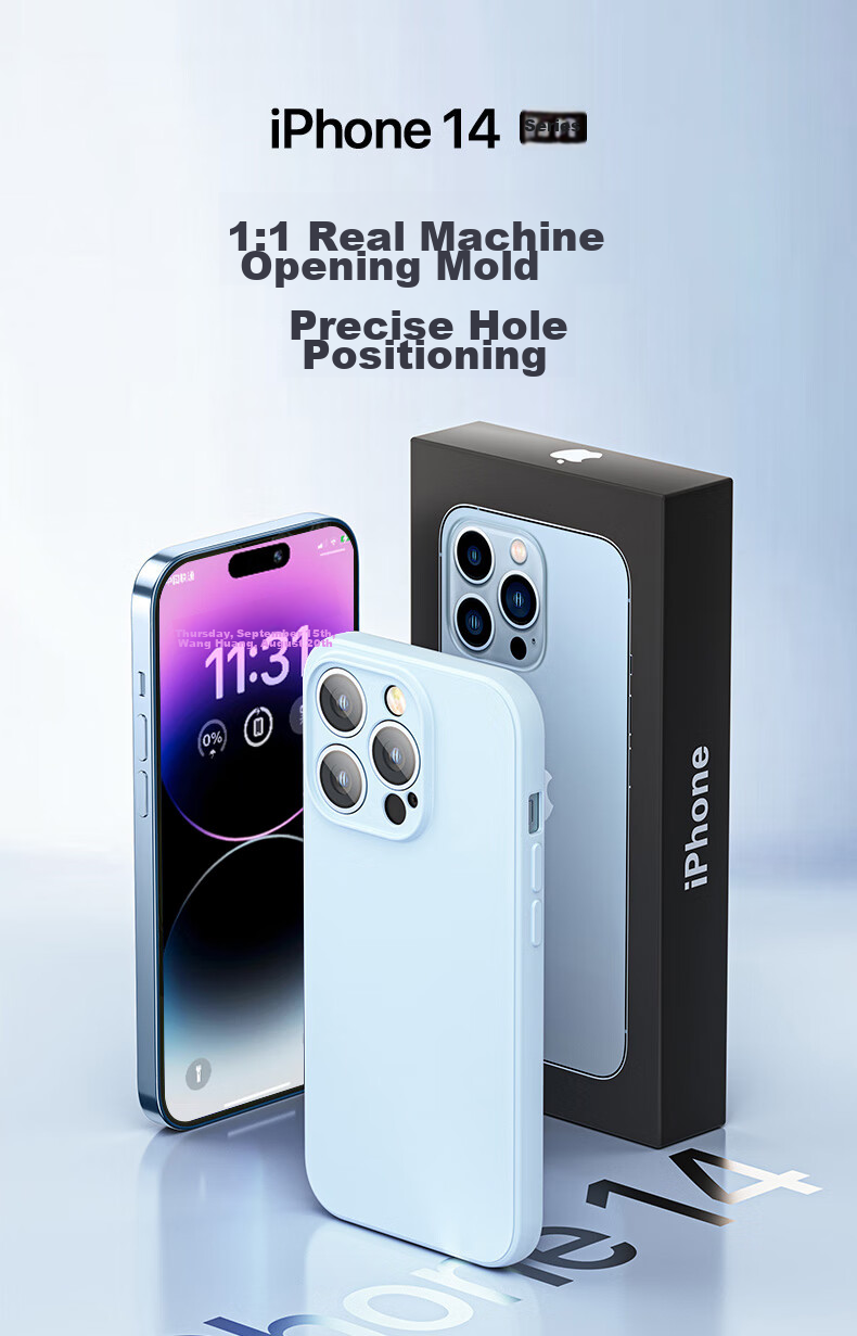Чехол PISEN для iPhone 14 Plus, гибкий жидкий силикон, полная защита, противоударный, ультратонкий, приятный для кожи, с прямым краем, черный