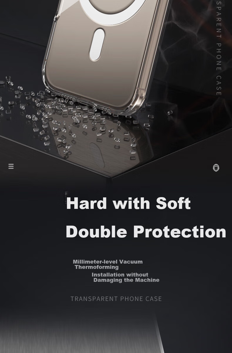 Защитный чехол Lanxingxiansheng для iPhone 16 Pro Max, совместимый с MagSafe, ультратонкий противоударный чехол с AI-кнопкой, прозрачный