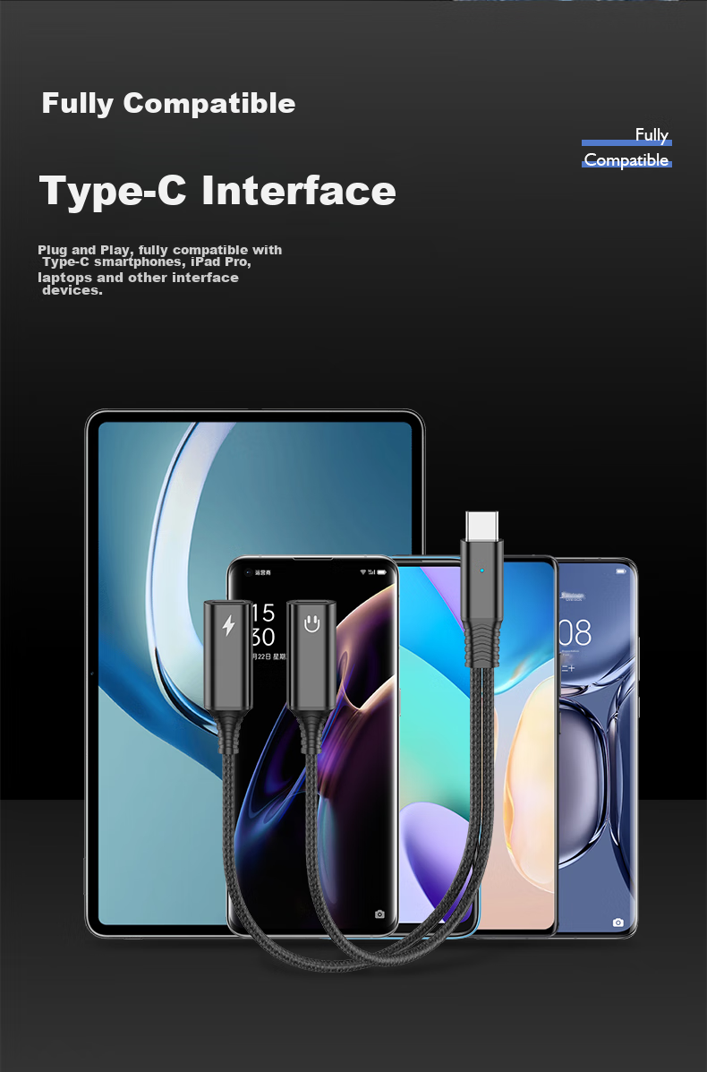 DOOSEYUON Адаптер-конвертер для Apple iPad Pro 2021 с двумя портами Type-C, совместимый с Air 5 Mini 6 Air 4, адаптер Huawei для наушников, зарядки и игр, Xiaomi