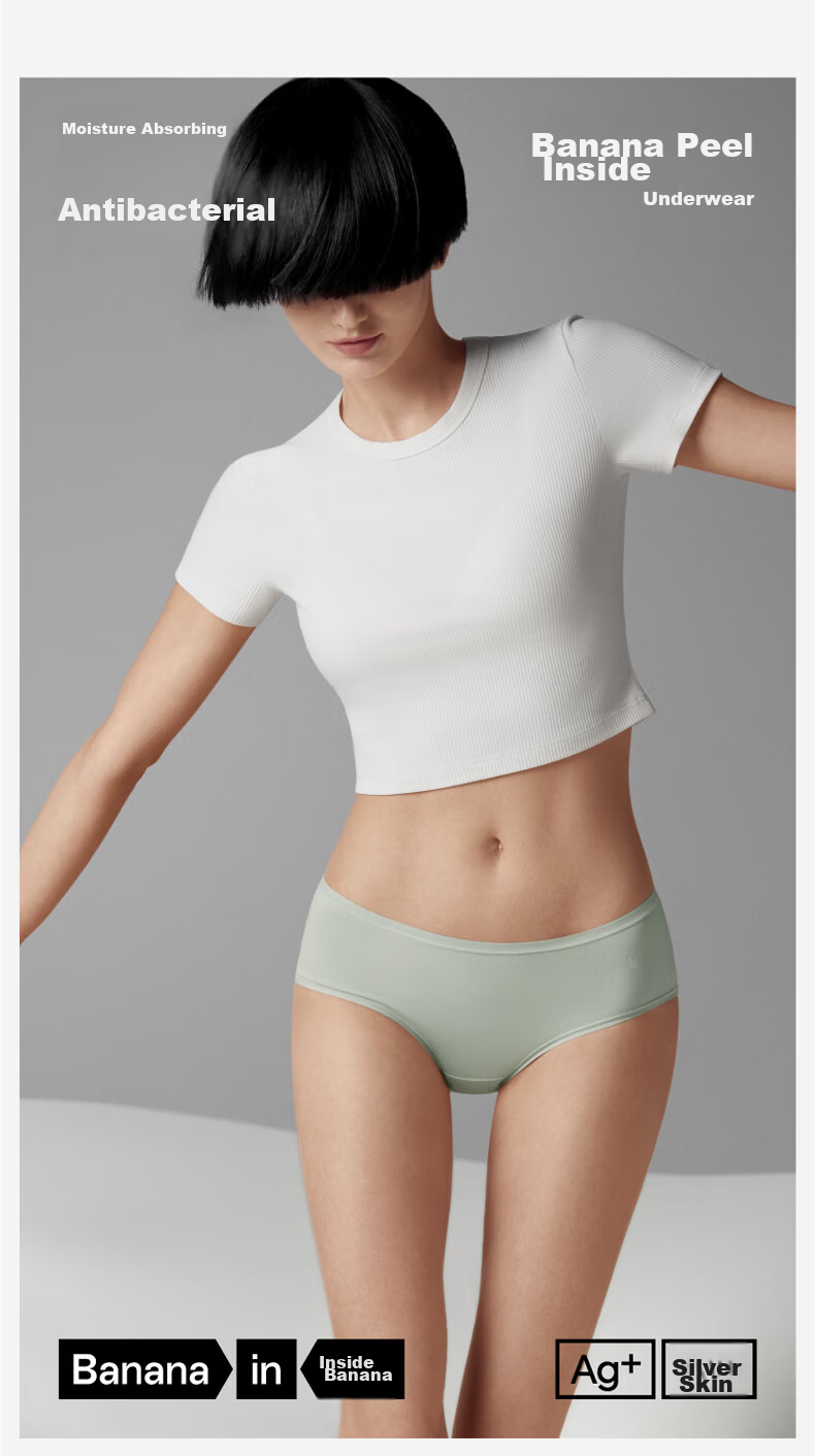 Женское нижнее белье Bananain Silver Skin 300S, трусы-слипы из модала и хлопка, антибактериальные, дышащие, с низкой посадкой, 3 шт.